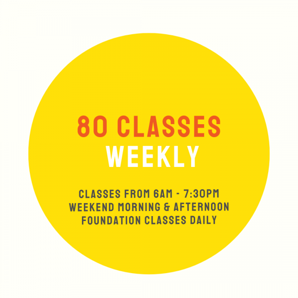 80 weekly yoga and pilates classes